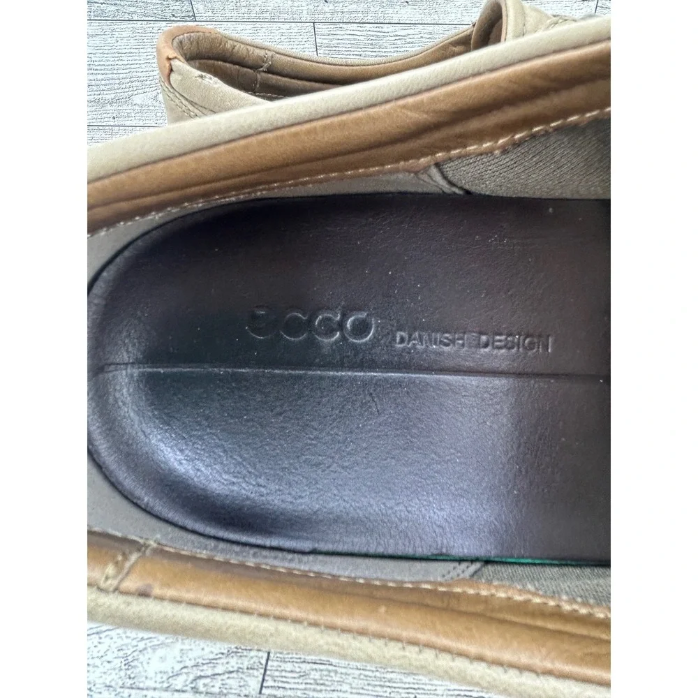 ECCO Men's Casual Sneakers Taupe Leather Lace Up Comfort Size 11 EU‎ 45